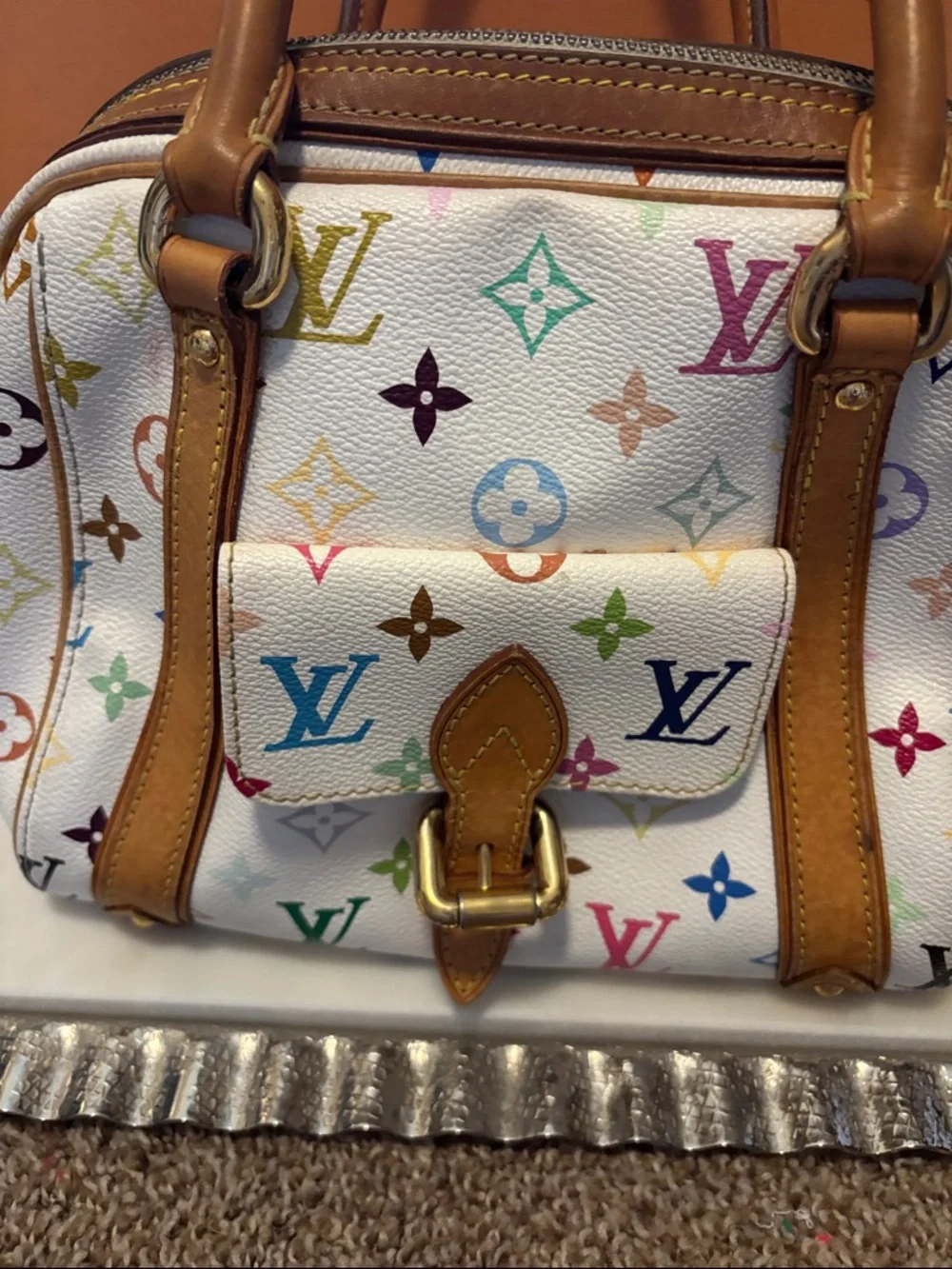 Louis Vuitton White Multicolor Monogram Priscilla Murakami purse bag - Picture 2 of 16